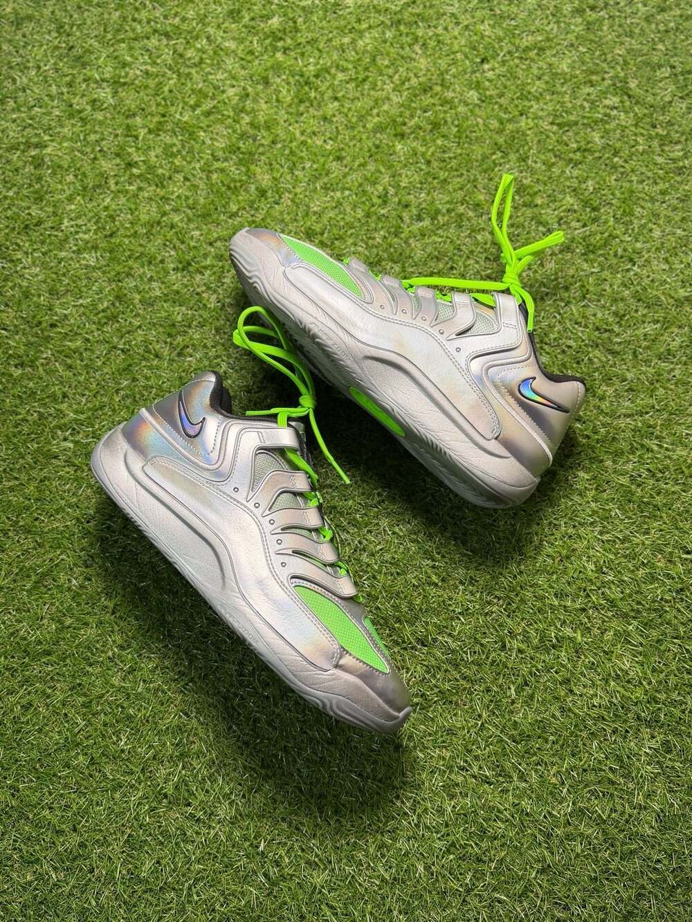 Nike KD 18 EYBL Rocket Power Metallic Silver Green Strike Men's Basketball Shoes
